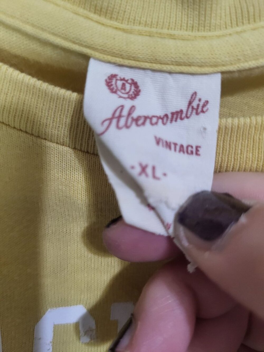 Abercrombie & Fitch VTG Girls XL Long Sleeve Graphic Tee Yellow Distressed y2k - Picture 4 of 8